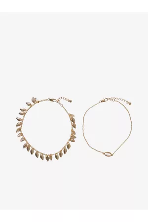Pieces Ženy Šperky - Sada dvou dámských kotníkových řetízků ve zlaté barvě Becca