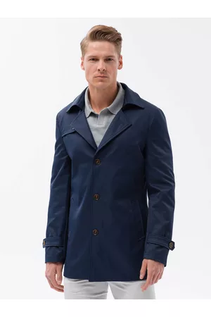 Ombre Clothing Muži Kabáty - Tmavě modrý pánský kabát