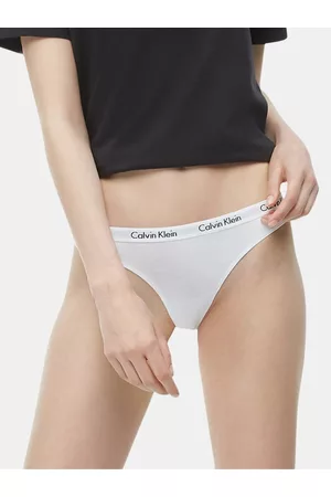 Calvin Klein Ženy Tanga - Tanga s bílou gumou Thong Strings