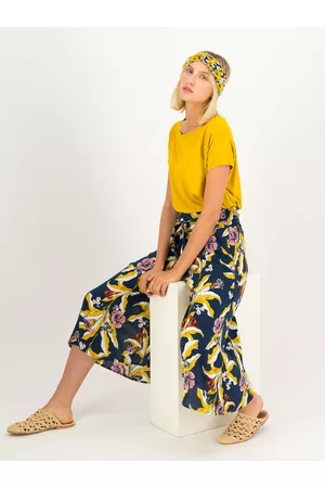 Blutsgeschwister Ženy Culottes - Žluto-modré dámské květované culottes Flotte