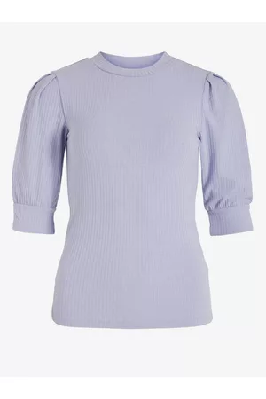 VILA Ženy Trička - Světle fialové dámské žebrované tričko Felia