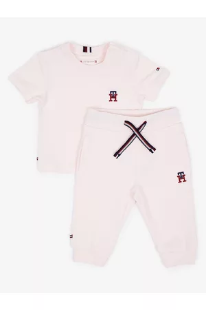 Tommy Hilfiger Trička - Sada holčičího trička a tepláků ve světle růžové barvě