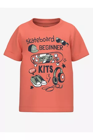 NAME IT Chlapci Trička - Oranžové klučičí tričko s potiskem Vux