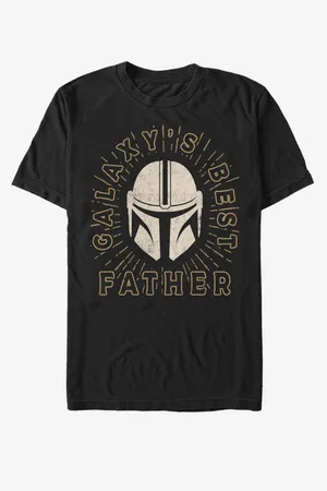 ZOOT FAN. Černé unisex tričko Star Wars Mando Dad Helmet