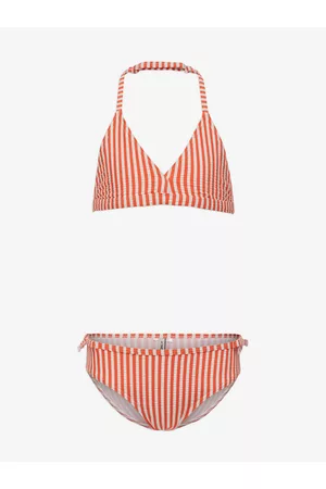 ONLY Dívky Dvoudílné plavky - Bílo-oranžové holčičí dvoudílné pruhované plavky Kitty
