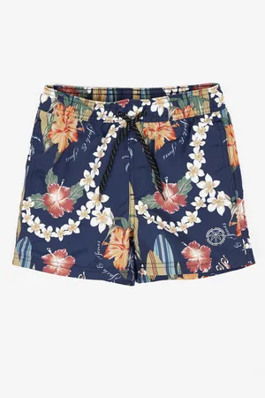 JACK & JONES Tmavě modré klučičí vzorované plavky Fiji
