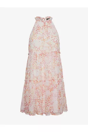 VERO MODA Ženy S potiskem - Bílé dámské vzorované šaty Dora