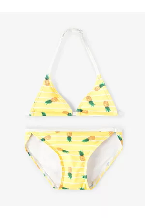 NAME IT Dívky Jednodílné plavky - Žluté holčičí vzorované plavky Ziza