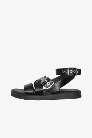 Pieces® Černé dámské kožené sandály Shela