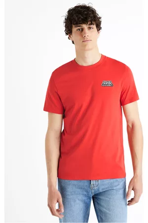 Celio Muži Trička - Červené pánské tričko Super Mario