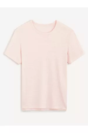 Celio Muži Trička - Světle růžové pánské lněné tričko Delinja