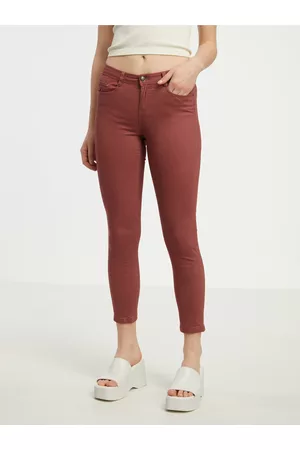 Camaïeu Ženy Skinny - Vínové dámské skinny fit džíny