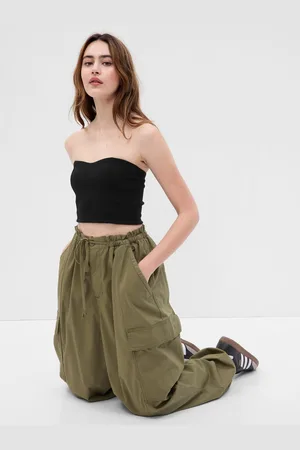 GAP Černý dámský crop top bez ramínek