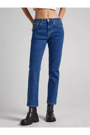 Pepe Jeans Ženy Rovné nohavice - Modré dámské straight fit džíny Mary