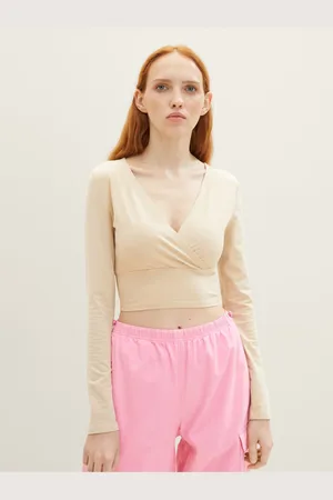 TOM TAILOR Béžový dámský crop top