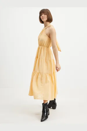 Pieces® Oranžové maxi šaty Valentine