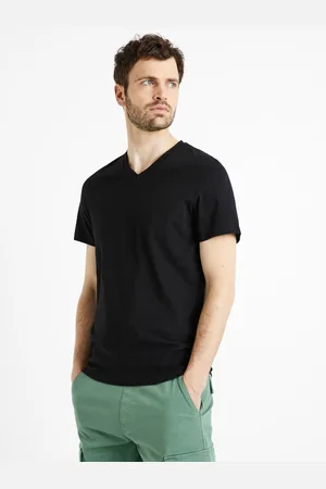 Celio Černé pánské basic tričko Debasev