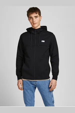 JACK & JONES Černá pánská mikina na zip s kapucí Air