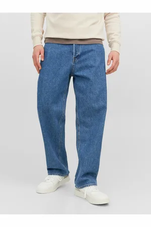 JACK & JONES Modré pánské široké džíny Alex