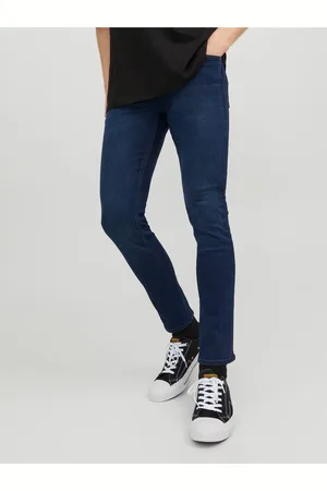 JACK & JONES Tmavě modré pánské slim fit džíny Glenn