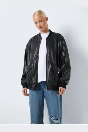 Noisy May Černý dámský koženkový oversize bomber Ronja