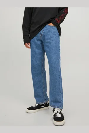 JACK & JONES Modré pánské široké džíny Eddie