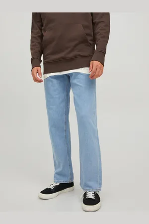 JACK & JONES Světle modré pánské straight fit džíny Eddie