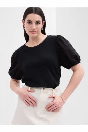 GAP Černé dámské tričko s nabíranými rukávy
