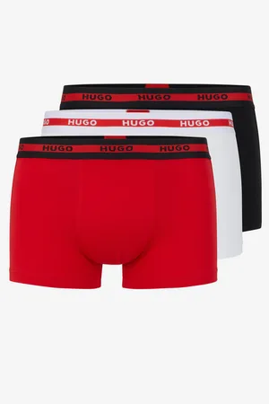 HUGO BOSS Sada tří pánských boxerek v černé, červené a bílé barvě
