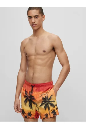 HUGO BOSS Oranžové pánské plavky s motivem S-Diego