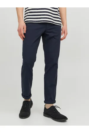 JACK & JONES Tmavě modré pánské zkrácené chino kalhoty Marco