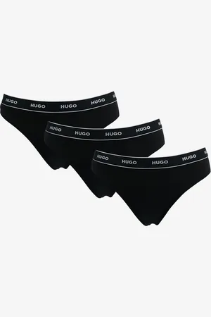 HUGO BOSS Sada tří dámských tang v černé barvě
