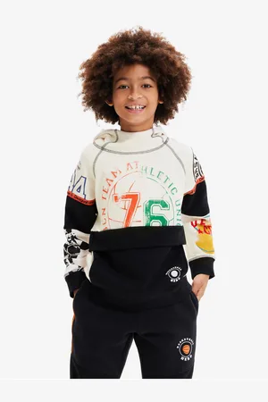 Desigual Černo-krémová klučičí mikina s kapucí Renne