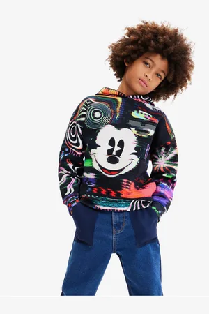 Desigual Černá klučičí vzorovaná mikina s kapucí Aryeh Mickey