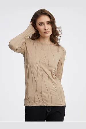 VERO MODA Béžové dámské vzorované tričko Gudrun