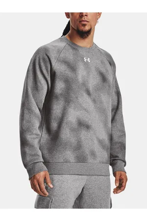 Under Armour Šedá pánská vzorovaná sportovní mikina UA Rival Fleece Printed Crew
