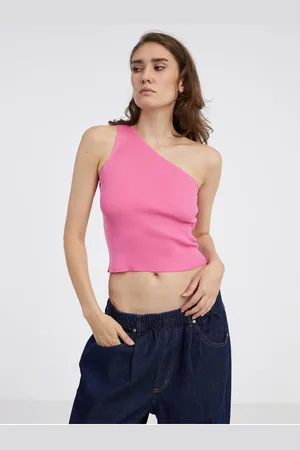 JDY Růžové dámské crop top tílko Nanna