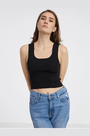 Noisy May Černý dámský úpletový crop top s příměsí vlny Haisley