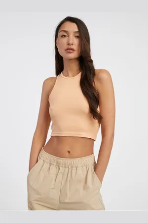 ONLY Oranžové dámské crop top tílko Belia