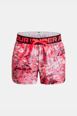 Under Armour Červené holčičí vzorované sportovní kraťasy Play Up