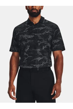 Under Armour Tmavě šedé pánské vzorované sportovní polo tričko Edge