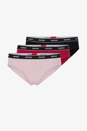 HUGO BOSS Sada tří dámských kalhotek v růžové a černé barvě BOSS