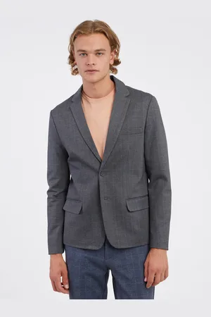 Only & Sons Tmavě šedé pánské kostkované sako Mark