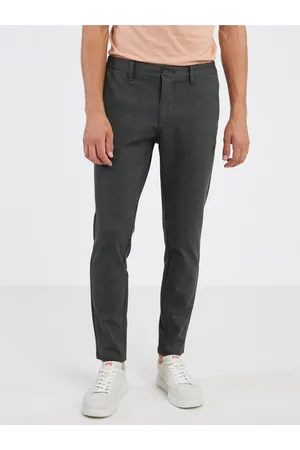 Only & Sons Tmavě šedé pánské žíhané chino kalhoty Mark