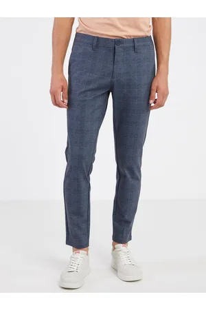 Only & Sons Tmavě modré pánské kostkované chino kalhoty Mark