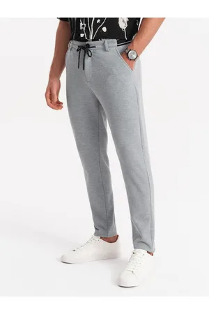Ombre Clothing Světle šedé pánské kalhoty