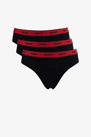 HUGO BOSS Sada tří dámských tang v černé barvě