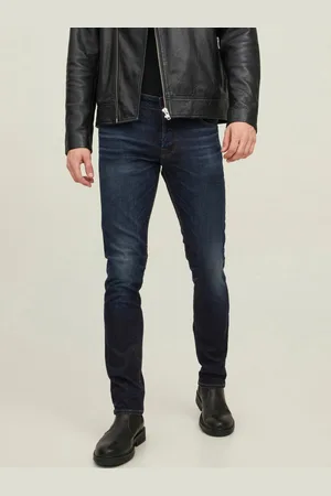 JACK & JONES Tmavě modré pánské slim fit džíny Glenn