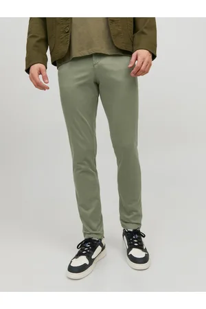 JACK & JONES Zelené pánské chino kalhoty Marco