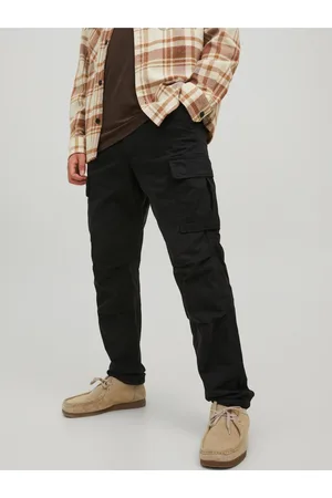 JACK & JONES Černé pánské kapsáčové kalhoty Stace
